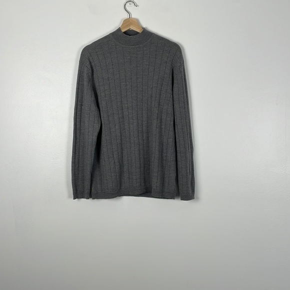 JF J. Ferrar men's long sleeve gray crew neck sweater pure merino wool sweater M - Picture 1 of 6